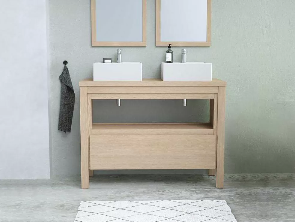 Vente-unique Móvel Para Colocar Sob O Lavatório Com Nicho De Arrumação E Tampo, 120 Cm, Folha De Carvalho - Cosmoti* Promoções Casa De Banho & Bem-Estar
