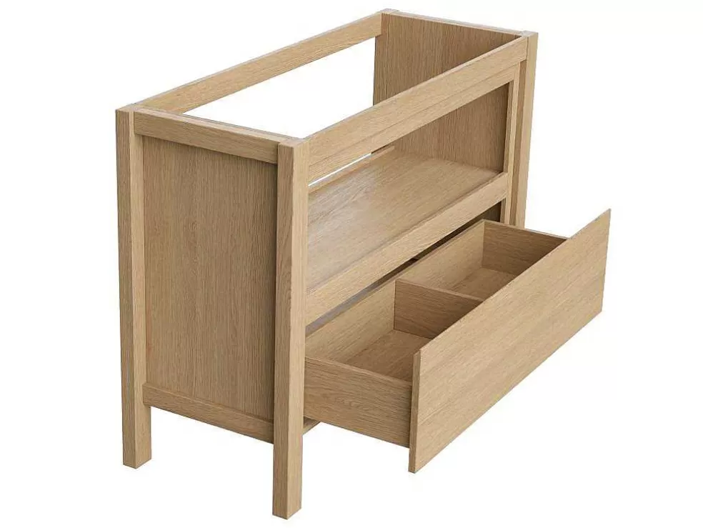 Vente-unique Móvel Para Colocar Sob O Lavatório Com Nicho De Arrumação E Tampo, 120 Cm, Folha De Carvalho - Cosmoti* Promoções Casa De Banho & Bem-Estar