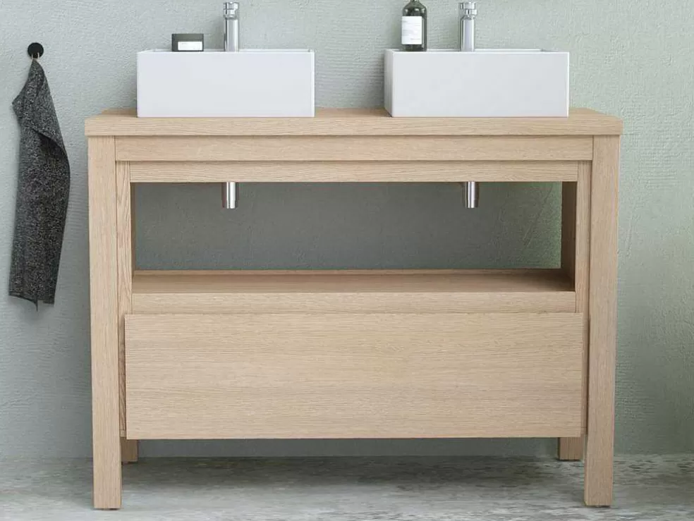 Vente-unique Móvel Para Colocar Sob O Lavatório Com Nicho De Arrumação E Tampo, 120 Cm, Folha De Carvalho - Cosmoti* Promoções Casa De Banho & Bem-Estar