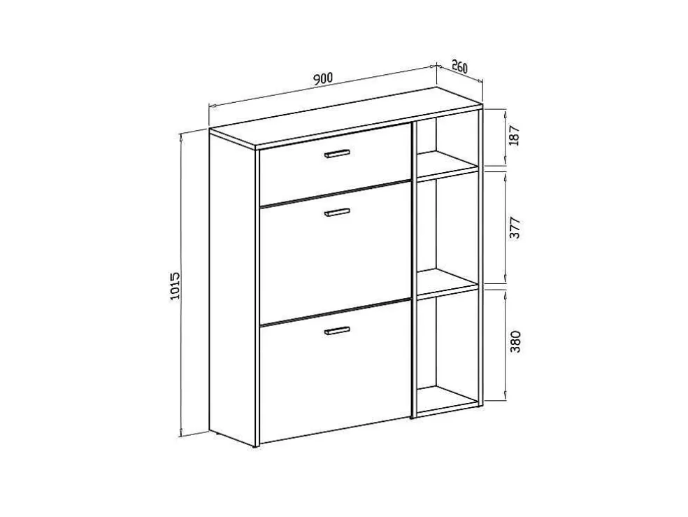 Skraut Home Móvel Sapateiro Estrutura Cor Cemento, Branco Mate Nas 2 Portas Basculantes E Na Gaveta* Sapateira