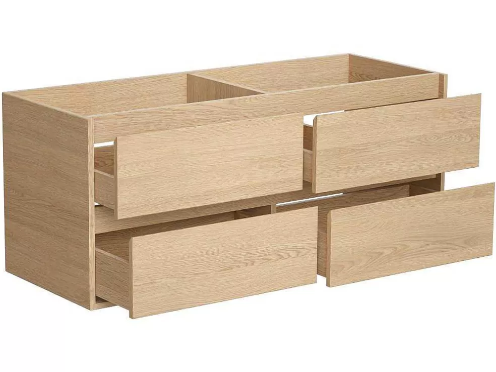 Vente-unique Móvel Suspenso De Casa De Banho Com Lavatório De Encastrar E Espelhos, Folha De Carvalho, 120 Cm - Milipam* Móvel Lavatório Duplo