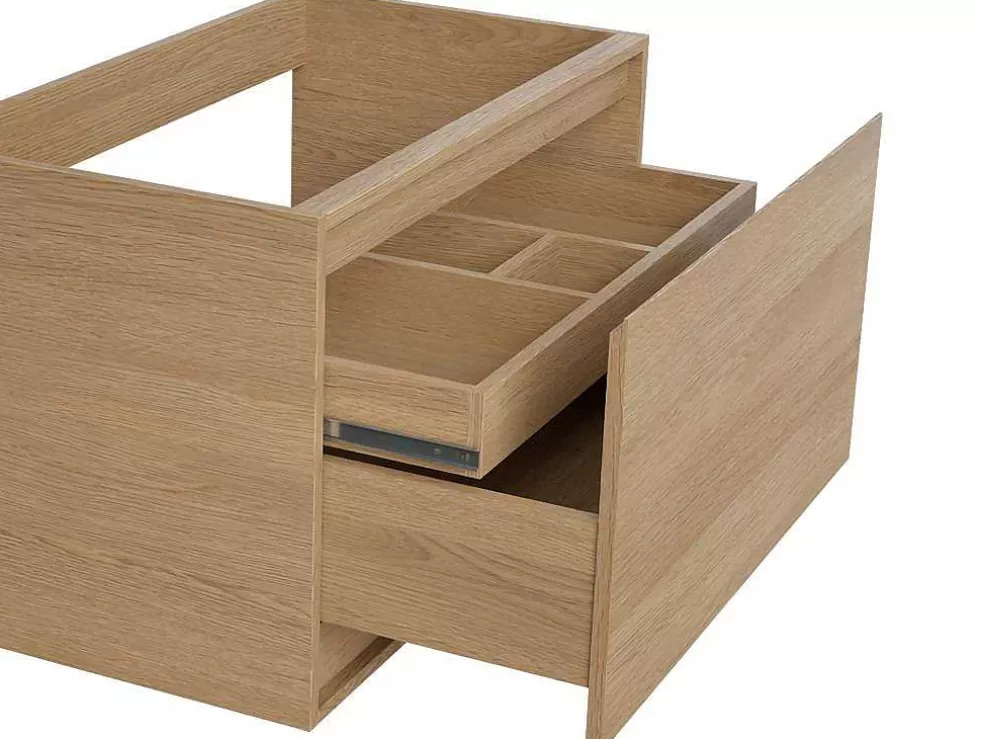 Vente-unique Móvel Suspenso De Casa De Banho Com Lavatório De Pedra, Folha De Carvalho, 80 Cm - Mesliva* Promoções Casa De Banho & Bem-Estar