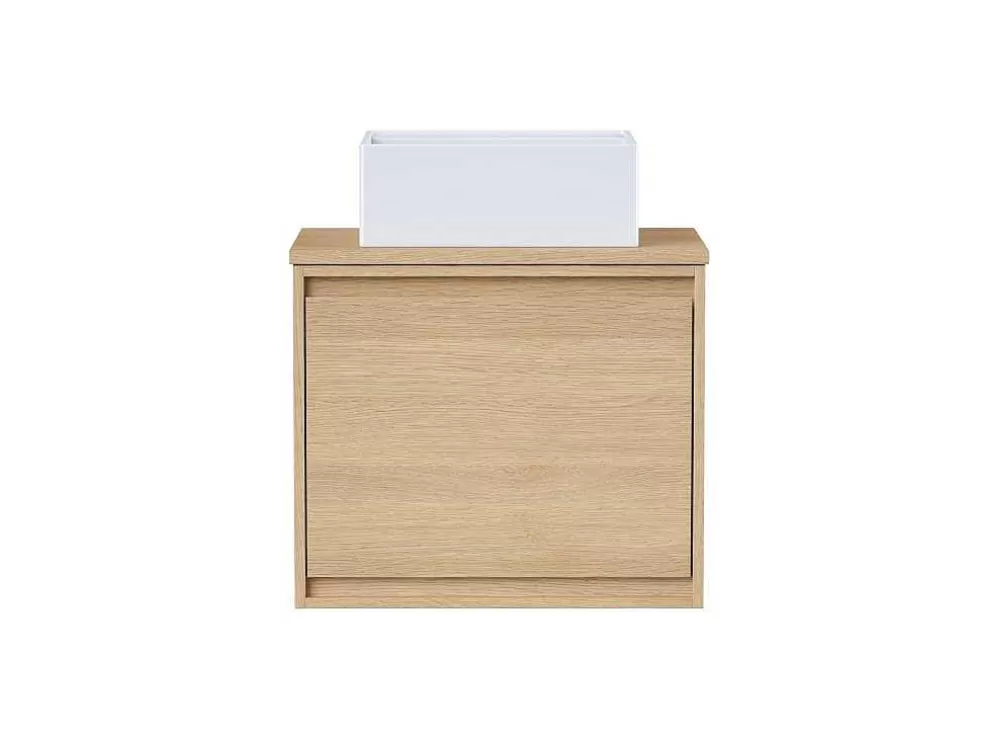 Vente-unique Móvel Suspenso De Casa De Banho Com Lavatório De Pousar, Folha De Carvalho, 60 Cm - Mesliva* Móvel Lavatório Individual