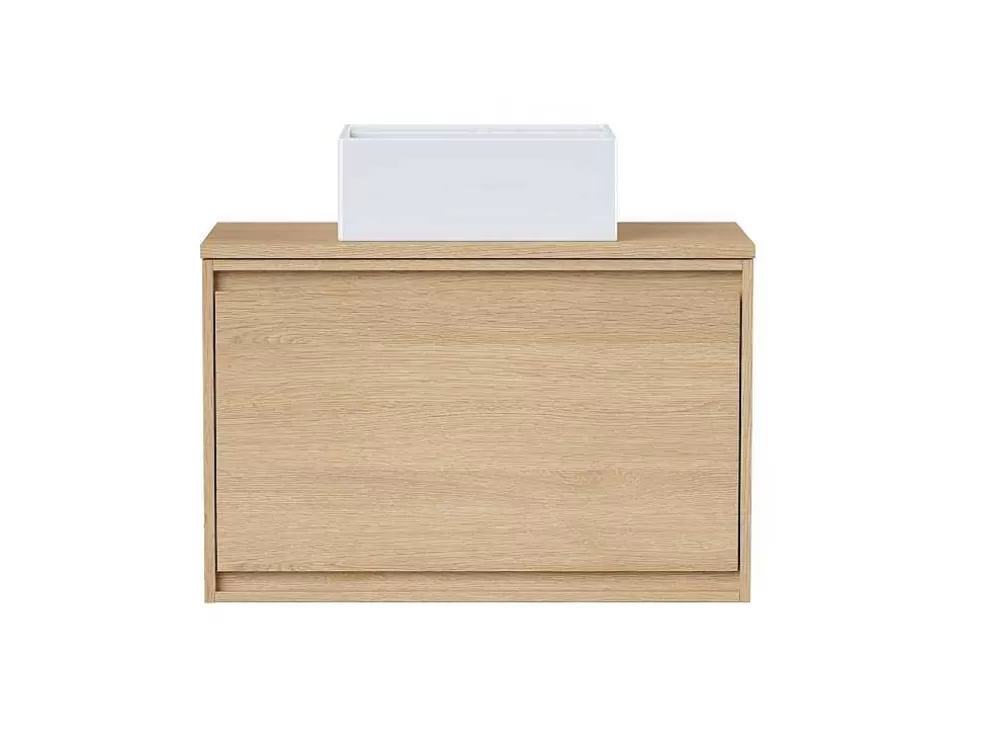 Vente-unique Móvel Suspenso De Casa De Banho Com Lavatório De Pousar, Folha De Carvalho, 80 Cm - Mesliva* Móvel Lavatório Individual