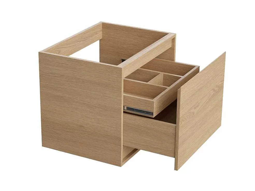 Vente-unique Móvel Suspenso De Casa De Banho Com Lavatório De Pousar, Folha De Carvalho, 60 Cm - Mesliva* Móvel Lavatório Individual