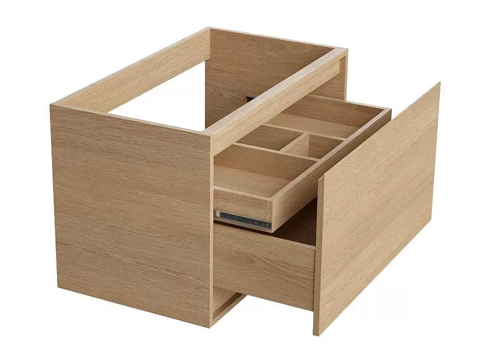 Vente-unique Móvel Suspenso De Casa De Banho Com Lavatório De Pousar, Folha De Carvalho, 80 Cm - Mesliva* Móvel Lavatório Individual