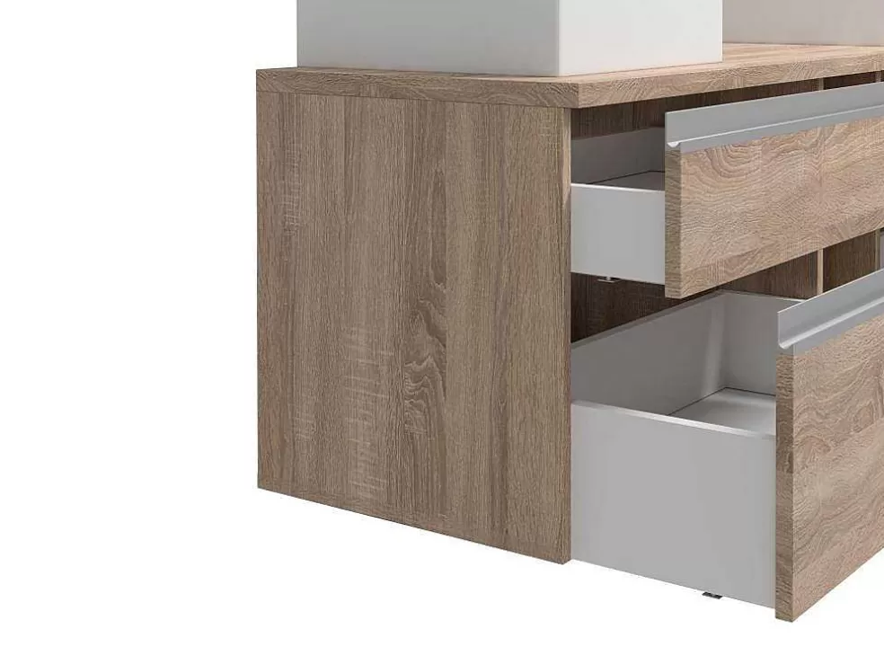 Vente-unique Móvel Suspenso De Casa De Banho Com Lavatório Duplo Cor Natural Clara 150 Cm - Magdalena Ii* Móvel Lavatório Duplo