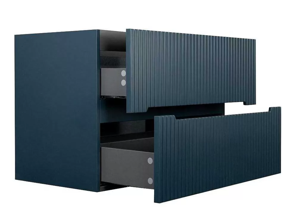 Vente-unique Móvel Suspenso De Casa De Banho Com Lavatório Embutido Listra Azul 80 Cm - Pavani* Móvel Lavatório Individual