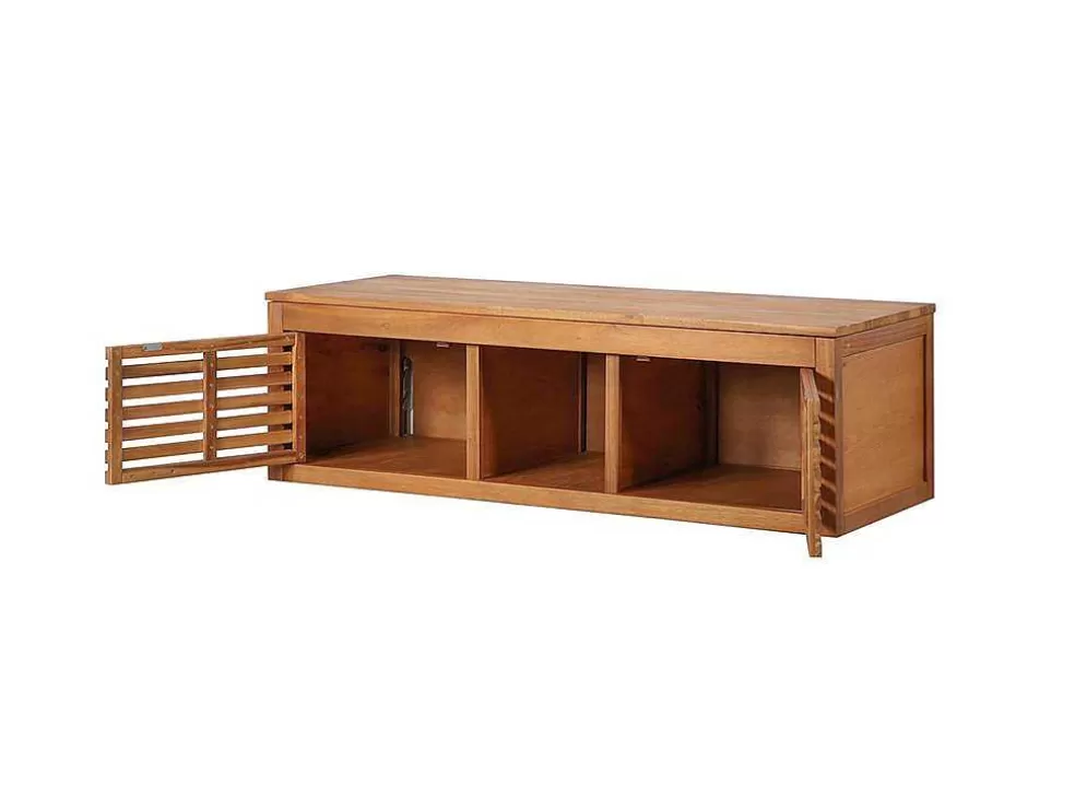 Vente-unique Móvel Suspenso De Casa De Banho Em Madeira De Acacia Com Lavatório Duplo De 130 Cm - Penebel* Móvel Lavatório Duplo