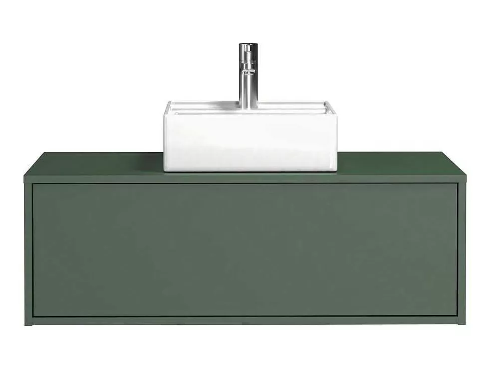 Vente-unique Móvel Suspenso De Casa De Banho Verde Mate Com Lavatório Individual - Teana* Móvel Lavatório Individual