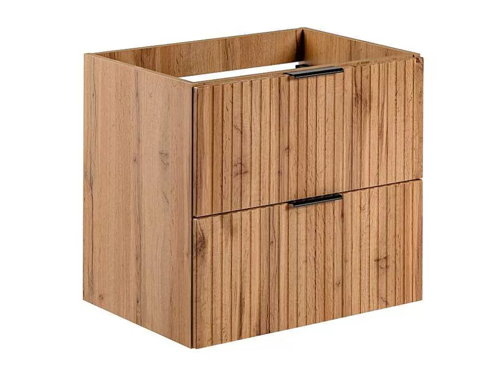 Vente-unique Móvel Suspenso Estriado Para Lavatório Natural Claro C60 Cm - Zevara* Móvel Para Lavatório