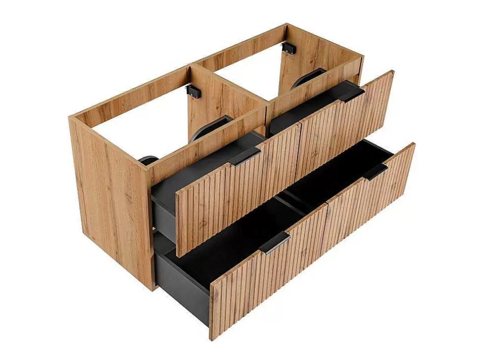 Vente-unique Móvel Suspenso Estriado Para Lavatório Natural Claro C120 Cm - Zevara* Móvel Para Lavatório
