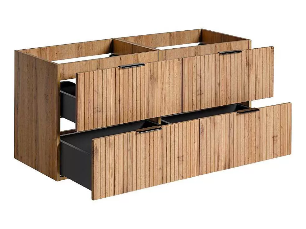 Vente-unique Móvel Suspenso Estriado Para Lavatório Natural Claro C120 Cm - Zevara* Móvel Para Lavatório