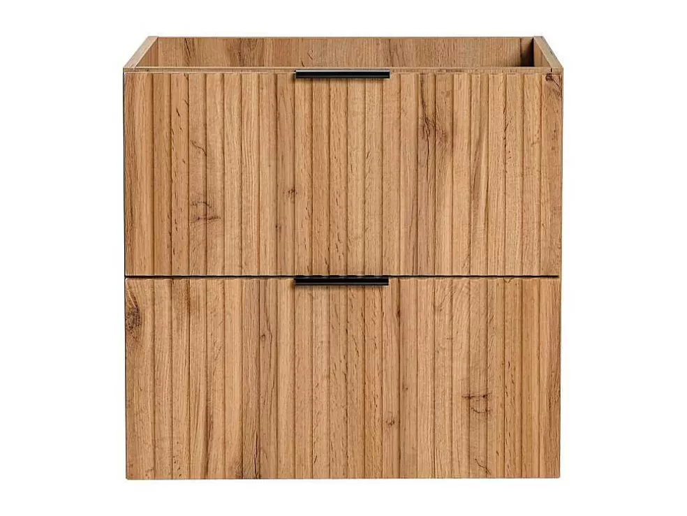 Vente-unique Móvel Suspenso Estriado Para Lavatório Natural Claro C60 Cm - Zevara* Móvel Para Lavatório