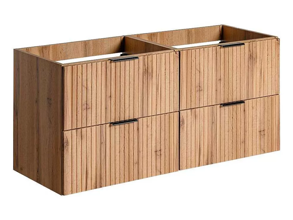 Vente-unique Móvel Suspenso Estriado Para Lavatório Natural Claro C120 Cm - Zevara* Móvel Para Lavatório