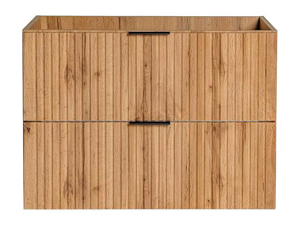 Vente-unique Móvel Suspenso Estriado Para Lavatório Natural Claro C80 Cm - Zevara* Móvel Para Lavatório