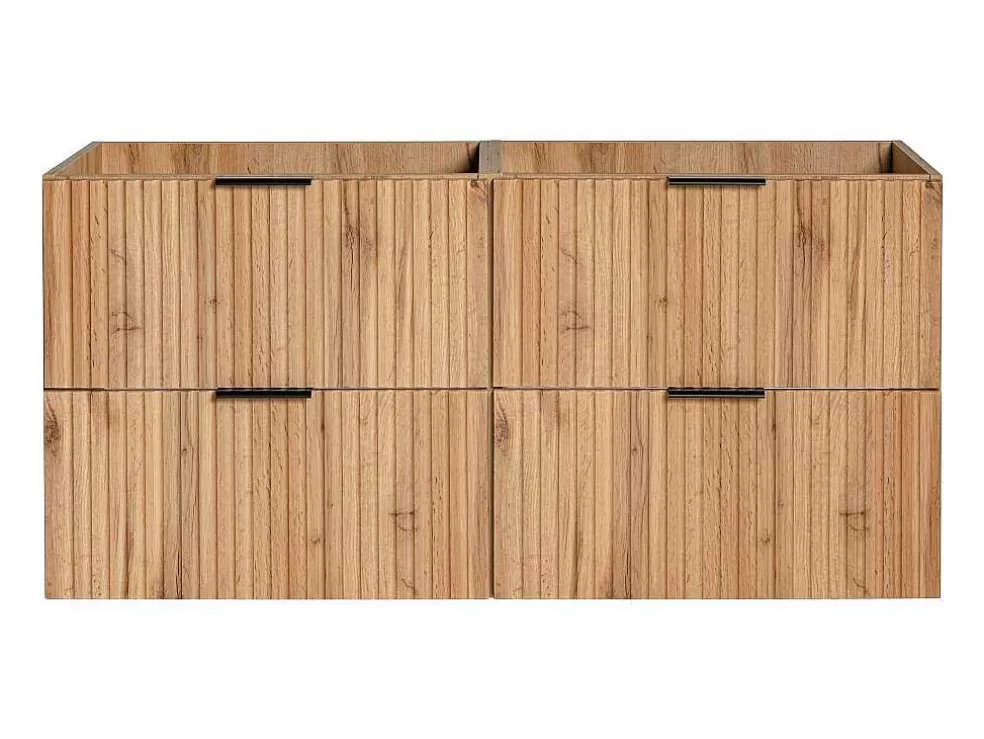 Vente-unique Móvel Suspenso Estriado Para Lavatório Natural Claro C120 Cm - Zevara* Móvel Para Lavatório