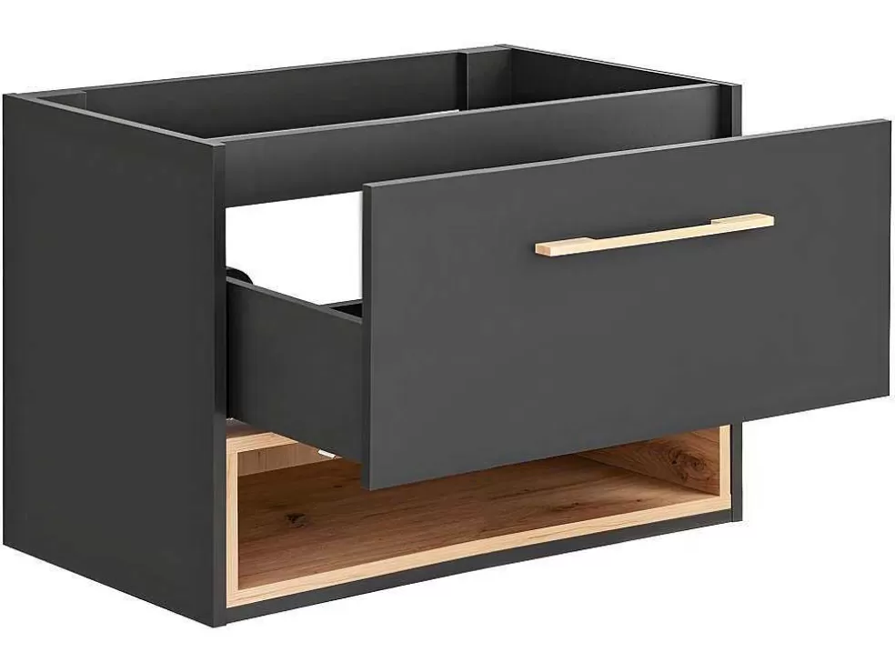 Vente-unique Móvel Suspenso Para Colocar Sob O Lavatório Antracite 80 Cm - Yangra* Móvel Para Lavatório