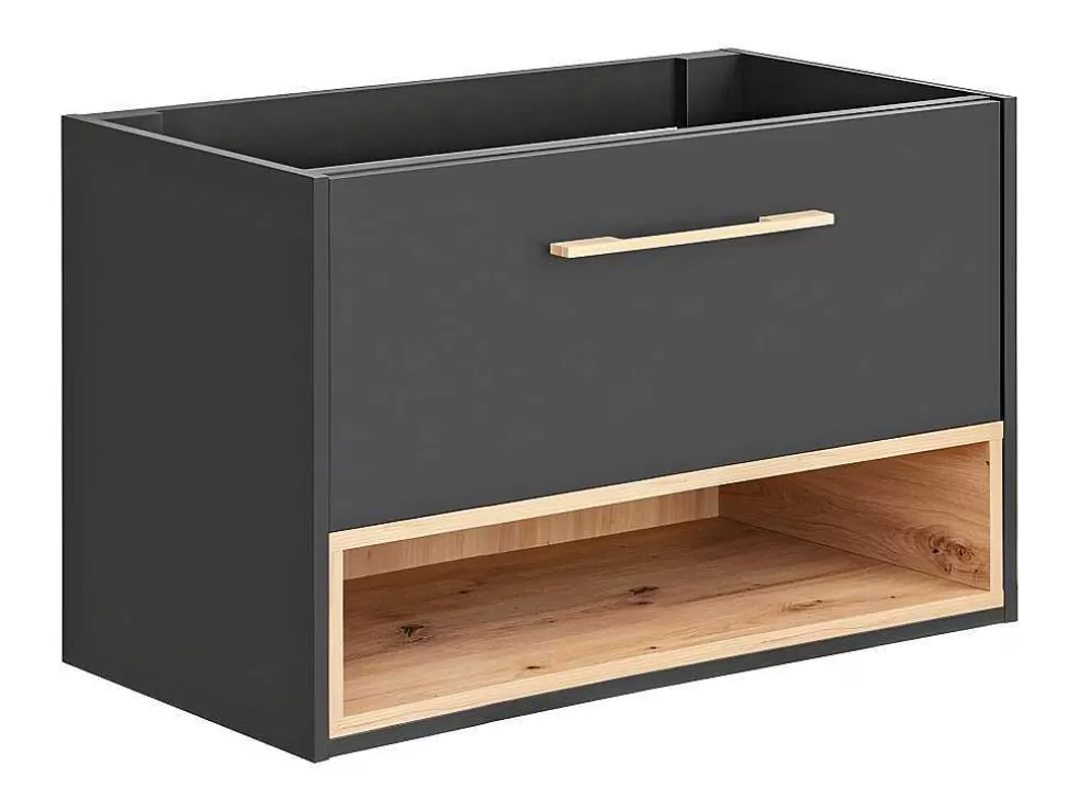 Vente-unique Móvel Suspenso Para Colocar Sob O Lavatório Antracite 80 Cm - Yangra* Móvel Para Lavatório