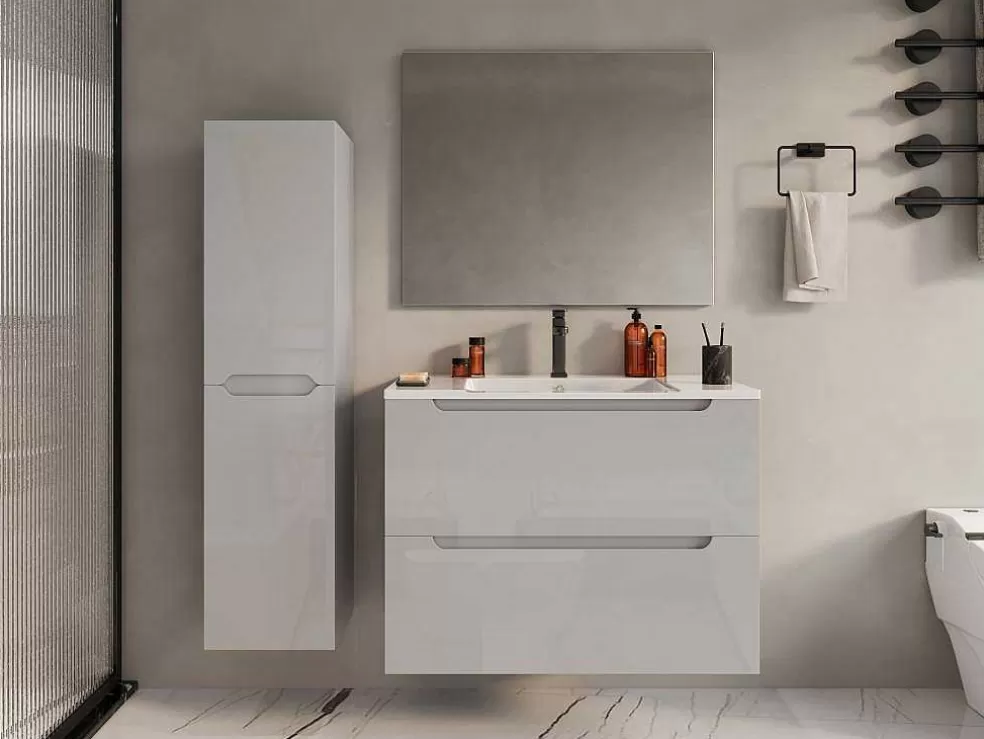 Vente-unique Móvel Suspenso Para Colocar Sob O Lavatório Branco 80 Cm - Stefanie* Móvel Para Lavatório