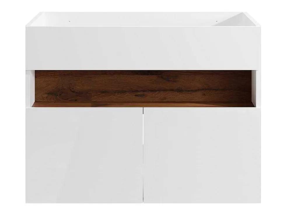 Vente-unique Móvel Suspenso Para Colocar Sob O Lavatório Com Leds, Branco E Natural Escuro C80 Cm - Pozega* Móvel Para Lavatório