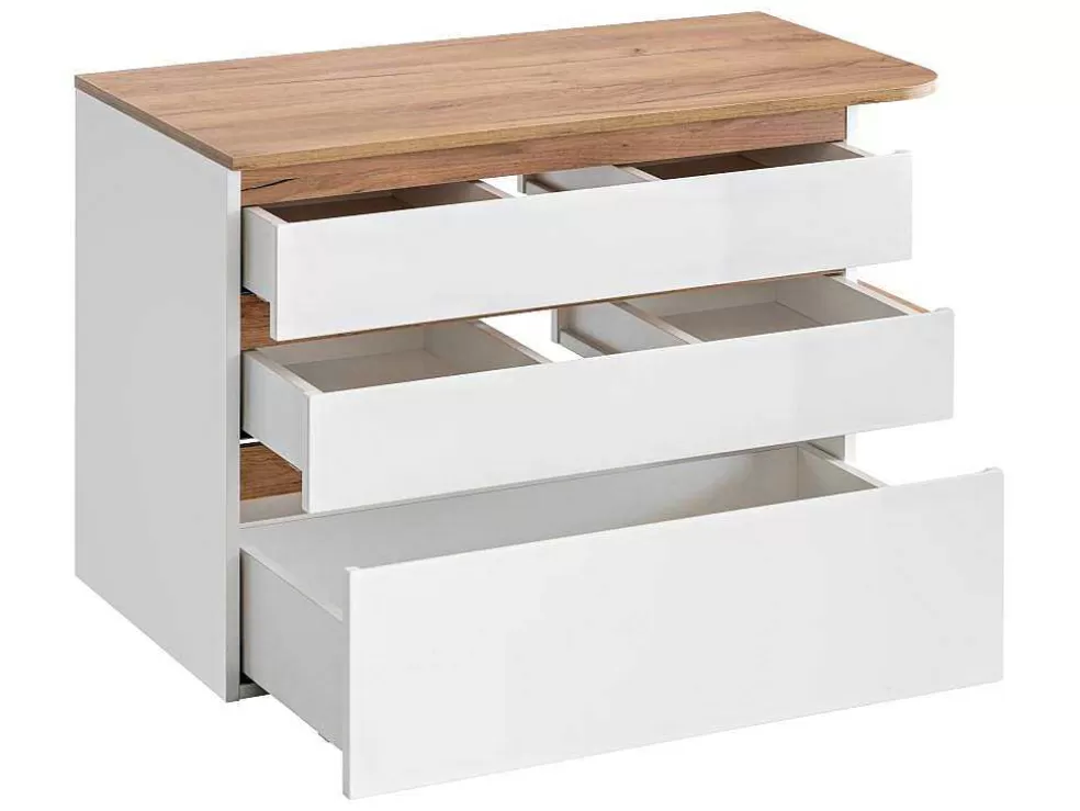 Vente-unique Móvel Suspenso Para Colocar Sob O Lavatório Cor Natural Clara E Branca Com 96 Cm - Anida* Móvel Para Lavatório