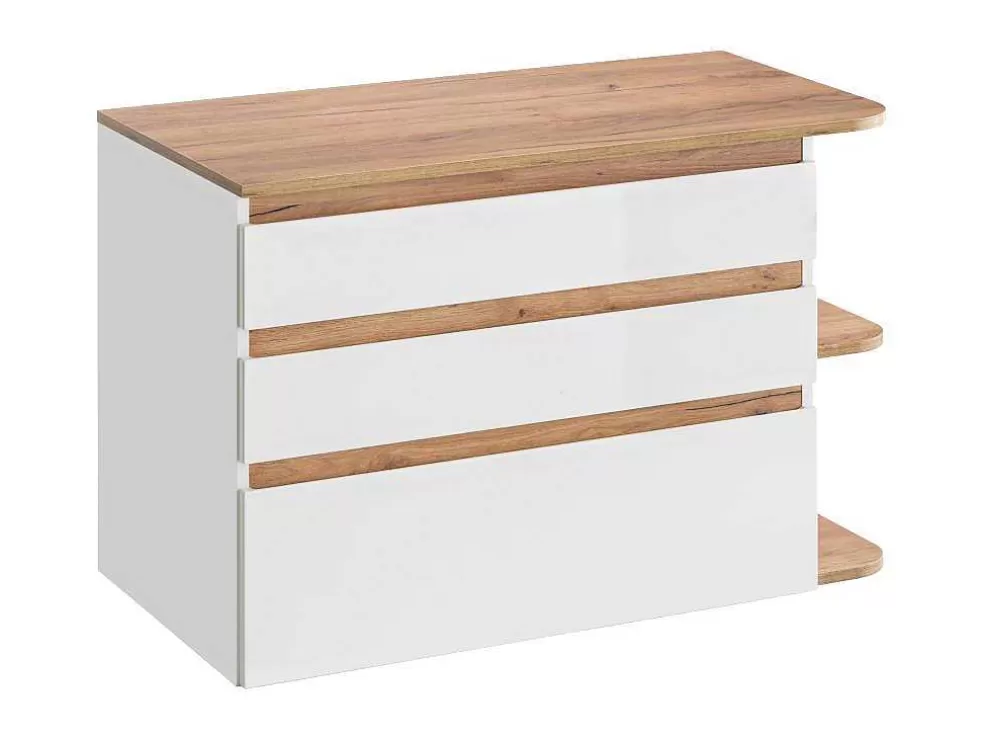 Vente-unique Móvel Suspenso Para Colocar Sob O Lavatório Cor Natural Clara E Branca Com 96 Cm - Anida* Móvel Para Lavatório