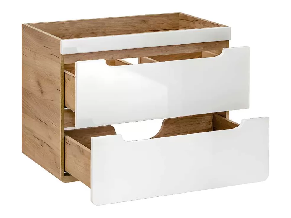 Vente-unique Móvel Suspenso Para Colocar Sob O Lavatório Cor Natural E Branca 80 Cm - Aruba* Móvel Para Lavatório