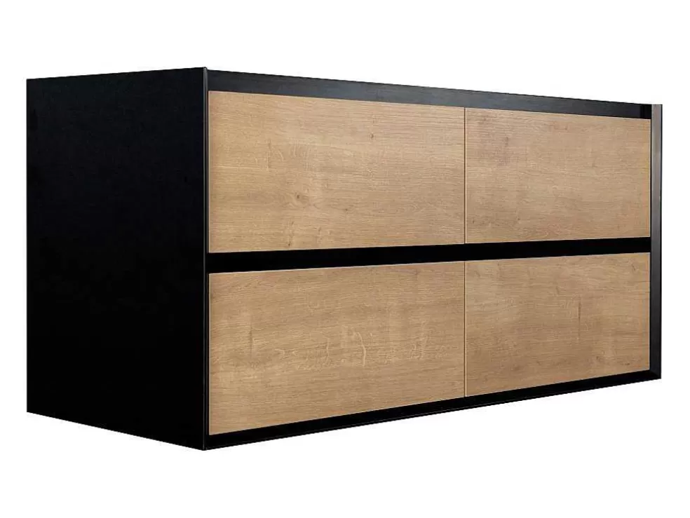Vente-unique Móvel Suspenso Para Colocar Sob O Lavatório Cor Natural E Preto 120 Cm - Lannick* Móvel Para Lavatório