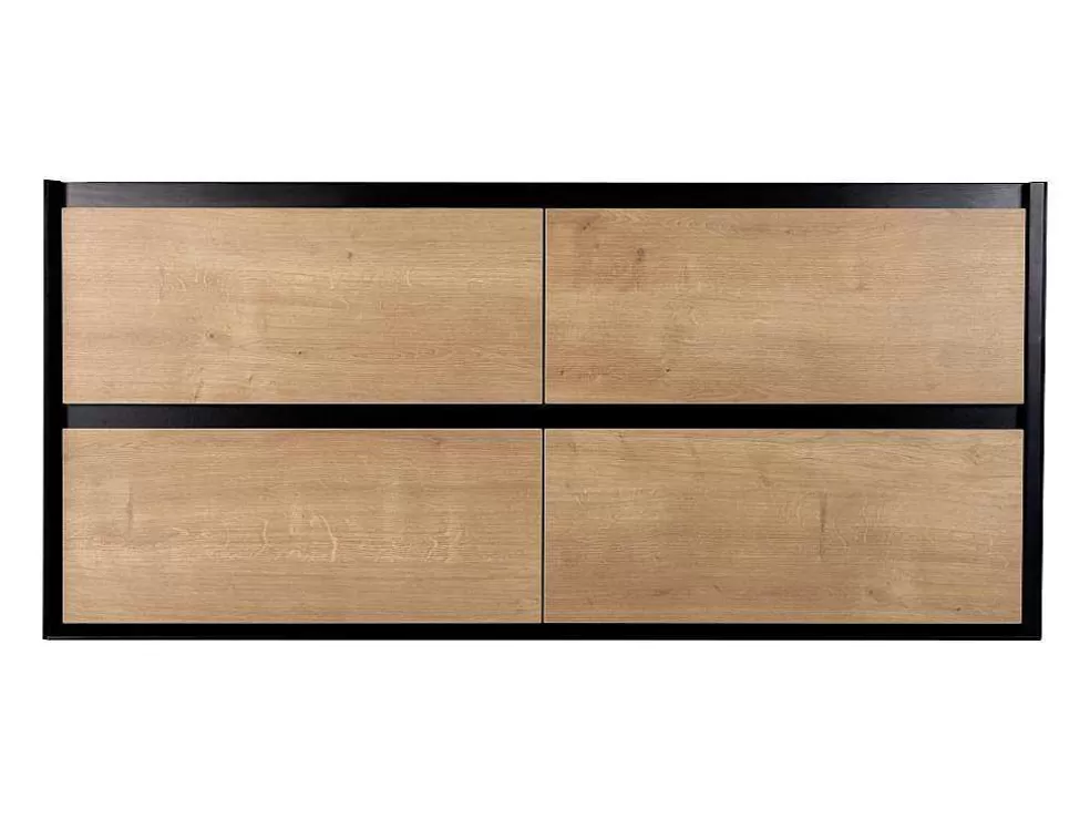 Vente-unique Móvel Suspenso Para Colocar Sob O Lavatório Cor Natural E Preto 120 Cm - Lannick* Móvel Para Lavatório