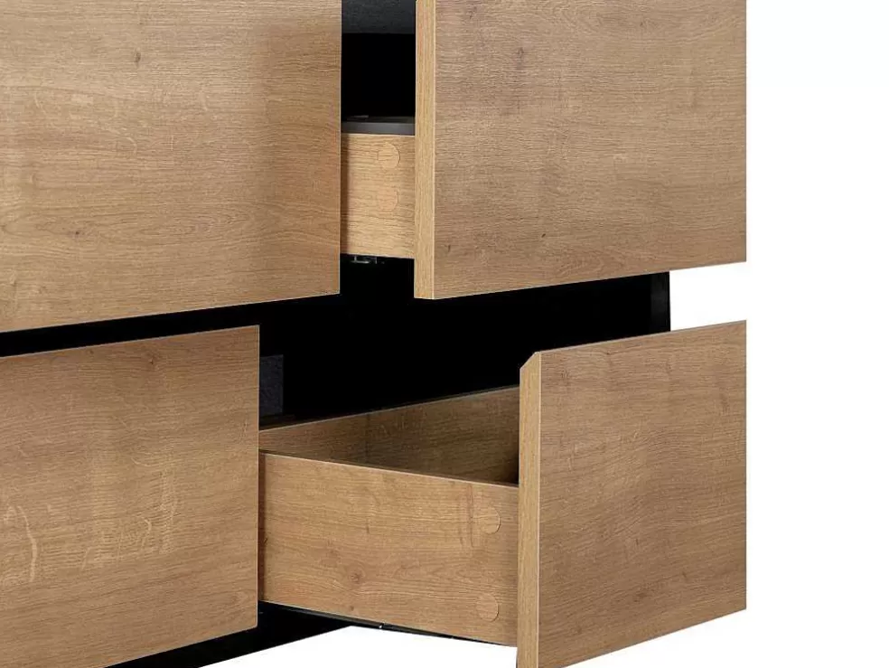 Vente-unique Móvel Suspenso Para Colocar Sob O Lavatório Cor Natural E Preto 120 Cm - Lannick* Móvel Para Lavatório