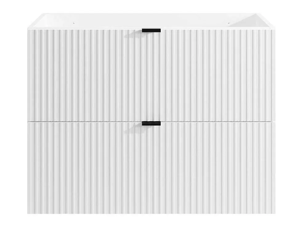 Vente-unique Móvel Suspenso Para Colocar Sob O Lavatório Estriado Branco C80 Cm - Zevini* Móvel Para Lavatório