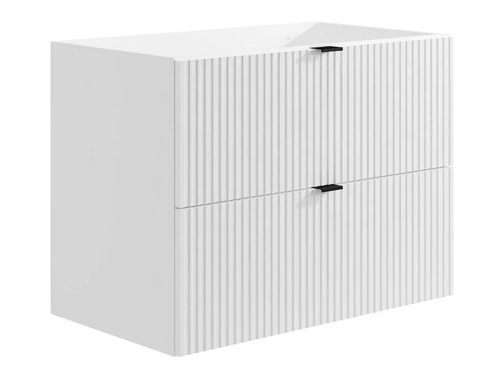 Vente-unique Móvel Suspenso Para Colocar Sob O Lavatório Estriado Branco C80 Cm - Zevini* Móvel Para Lavatório