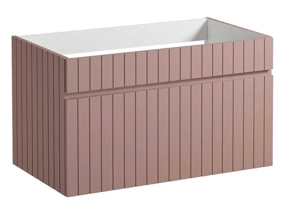 Vente-unique Móvel Suspenso Para Colocar Sob O Lavatório Estriado Cor-De-Rosa Com Tampo 80 Cm - Satara* Móvel Para Lavatório