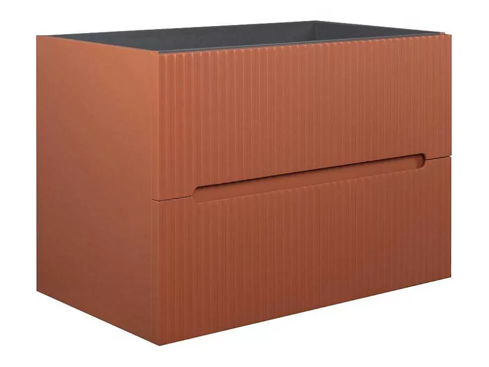 Vente-unique Móvel Suspenso Para Colocar Sob O Lavatório Estriado Terracota 80 Cm - Pavani* Móvel Para Lavatório