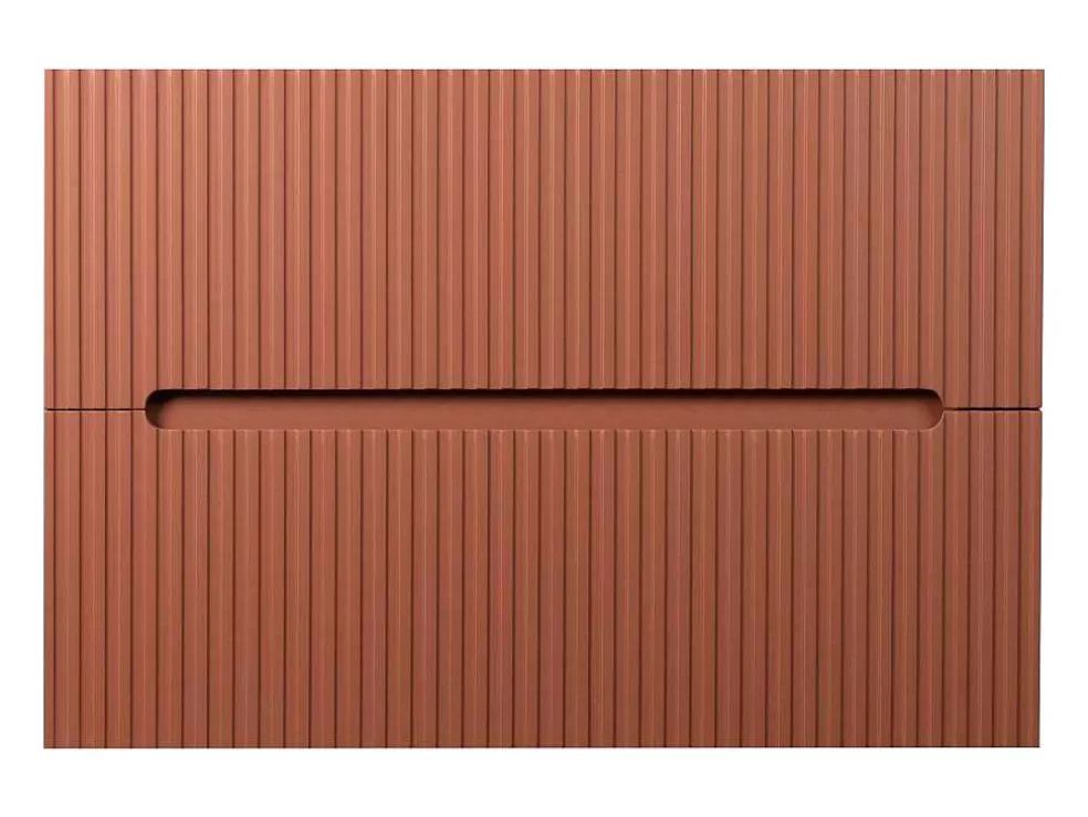 Vente-unique Móvel Suspenso Para Colocar Sob O Lavatório Estriado Terracota 80 Cm - Pavani* Móvel Para Lavatório