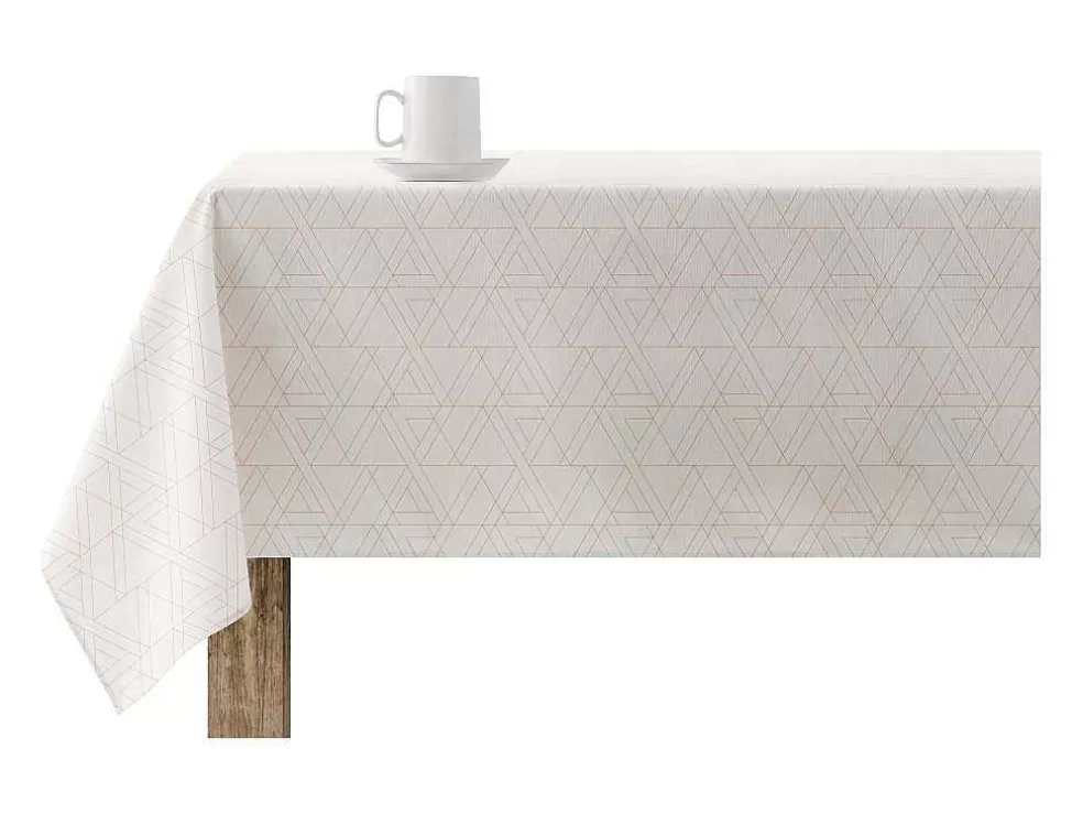 Purline Nappe Anti-Taches 100% Coton 1 Piece Beige A Lignes Fondues 100X140* Têxteis De Mesa