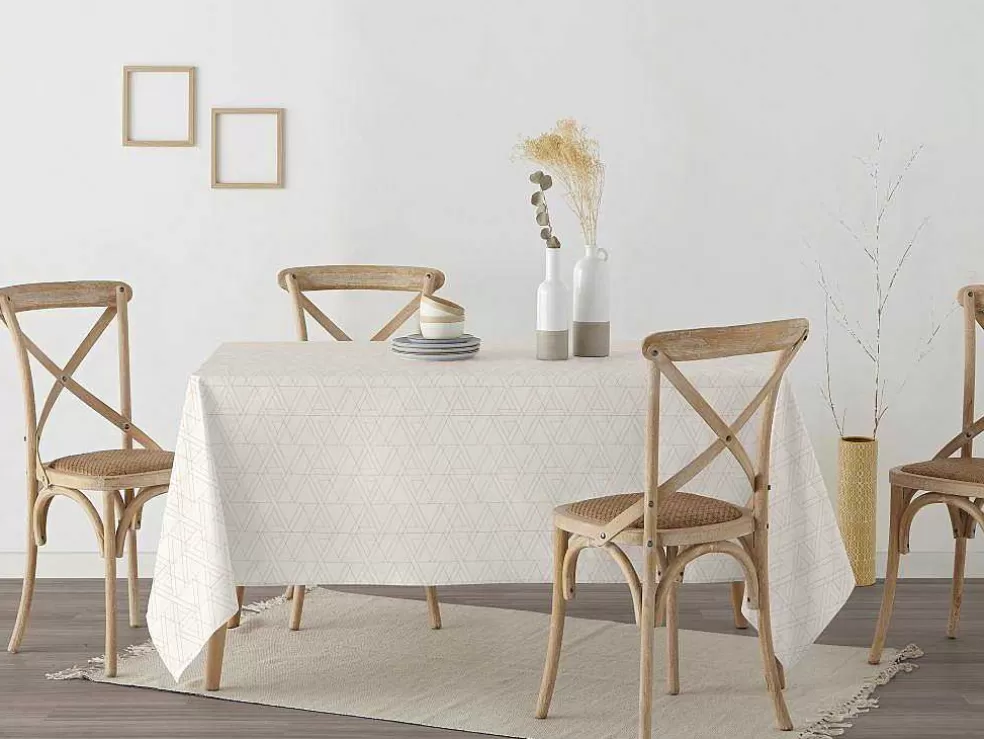 Purline Nappe Anti-Taches 100% Coton 1 Piece Beige A Lignes Fondues 100X140* Têxteis De Mesa