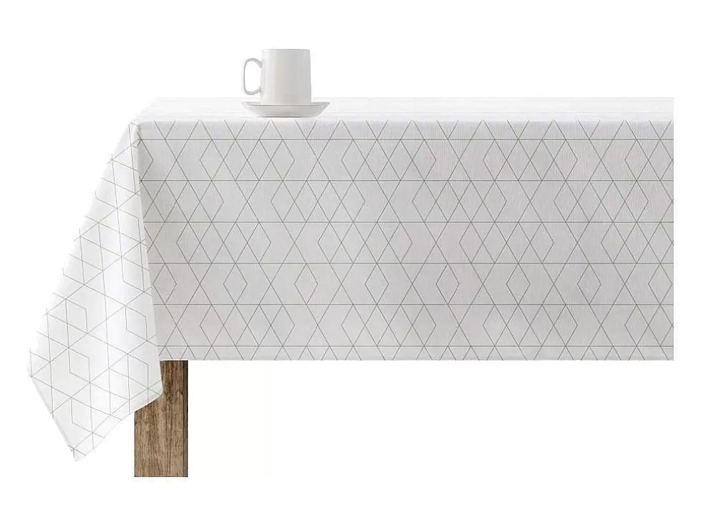 Purline Nappe Anti-Taches 100% Coton 1 Piece Blanc A Lignes Vertes 140X140* Têxteis De Mesa