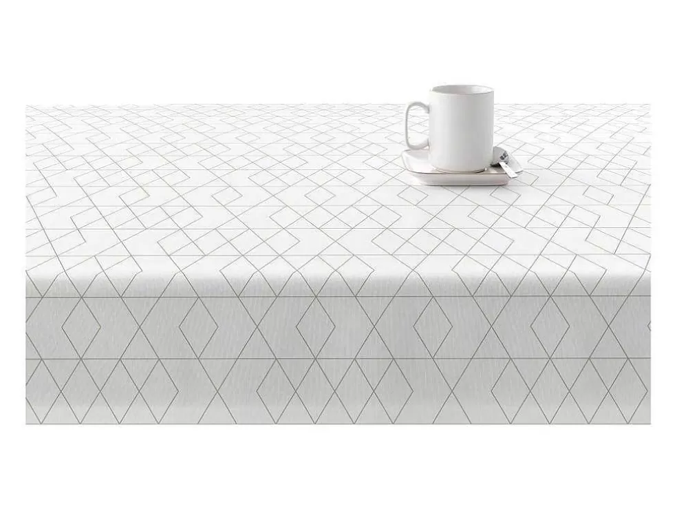 Purline Nappe Anti-Taches 100% Coton 1 Piece Blanc A Lignes Vertes 250X140* Têxteis De Mesa