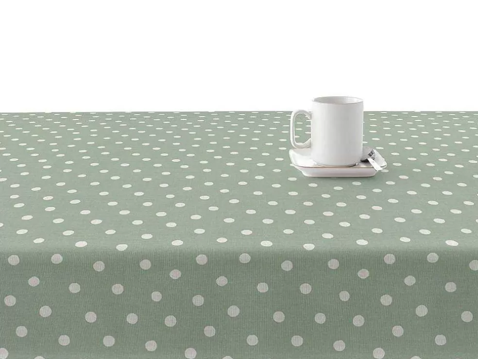 Purline Nappe Anti-Taches 100% Coton 1 Piece Vert A Pois Blancs 140X140* Têxteis De Mesa