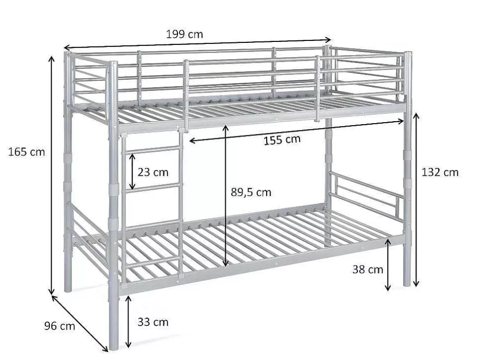 Saldosystocks Oferta: Beliche Duplo Metal 90X190 Cm + 2 Colchões* Cama De Adulto