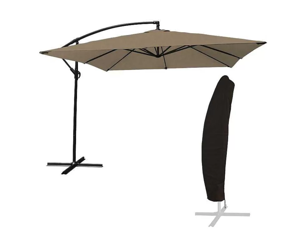 Happy Garden Offset Chapeu De Sol Molokai Quadrado 2,7X2,7M De Taupe + Cobertura* Guarda Sol