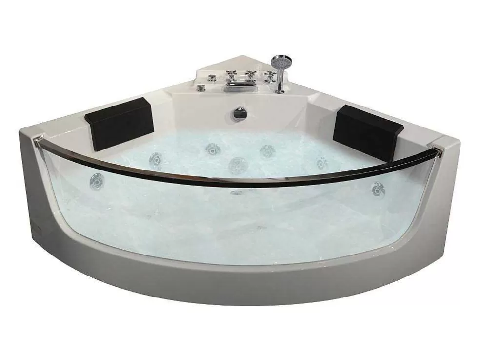 Shower & Design [Old Version]Banheira De Hidromassagem De Canto Em Vidro Evelina - 2 Lugares - 330 L - 138*138*A63 Cm* Banheira De Hidromassagem