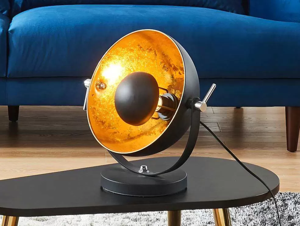 OZAIA Pack Colecao Movie: Candeeiro De Mesa + Candeeiro De Pe Preto Interior Dourado* Promoções Decoração