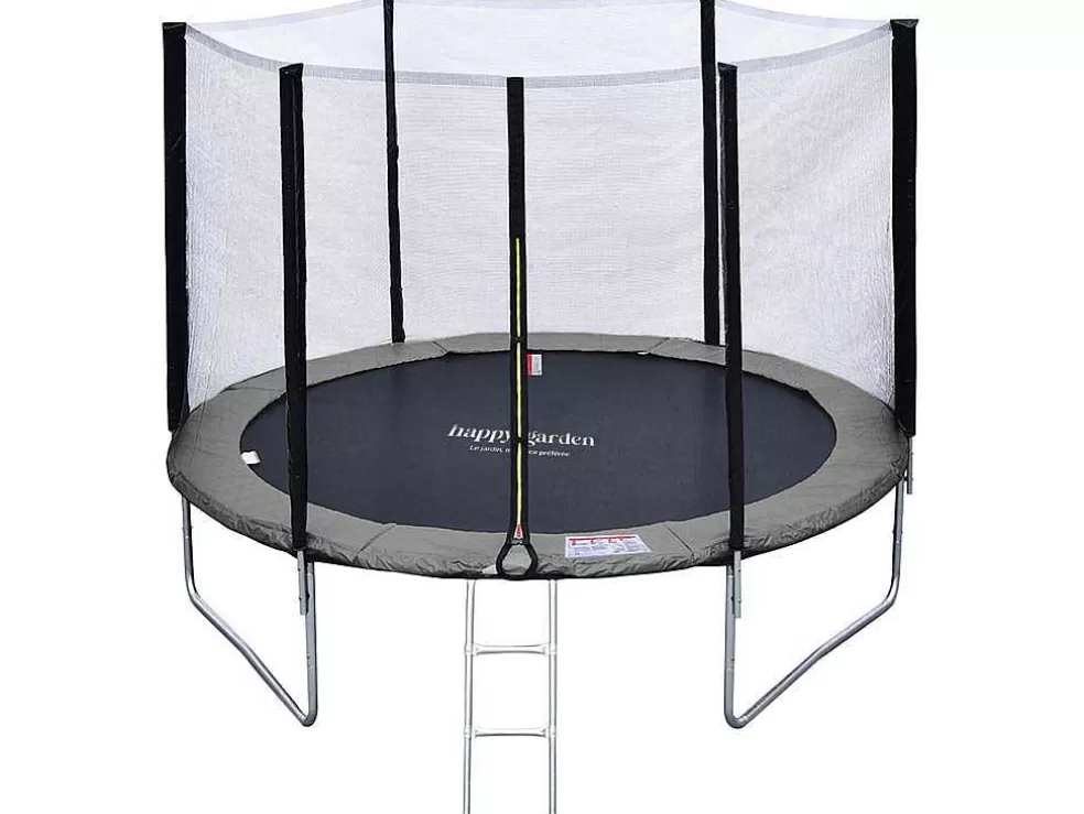 Happy Garden Pacote Premium Trampolim 305Cm Reversivel Rosa / Cinza Adelaide + Rede, Escada, Cobertura E Kit De Ancoragem* Jogo De Exterior