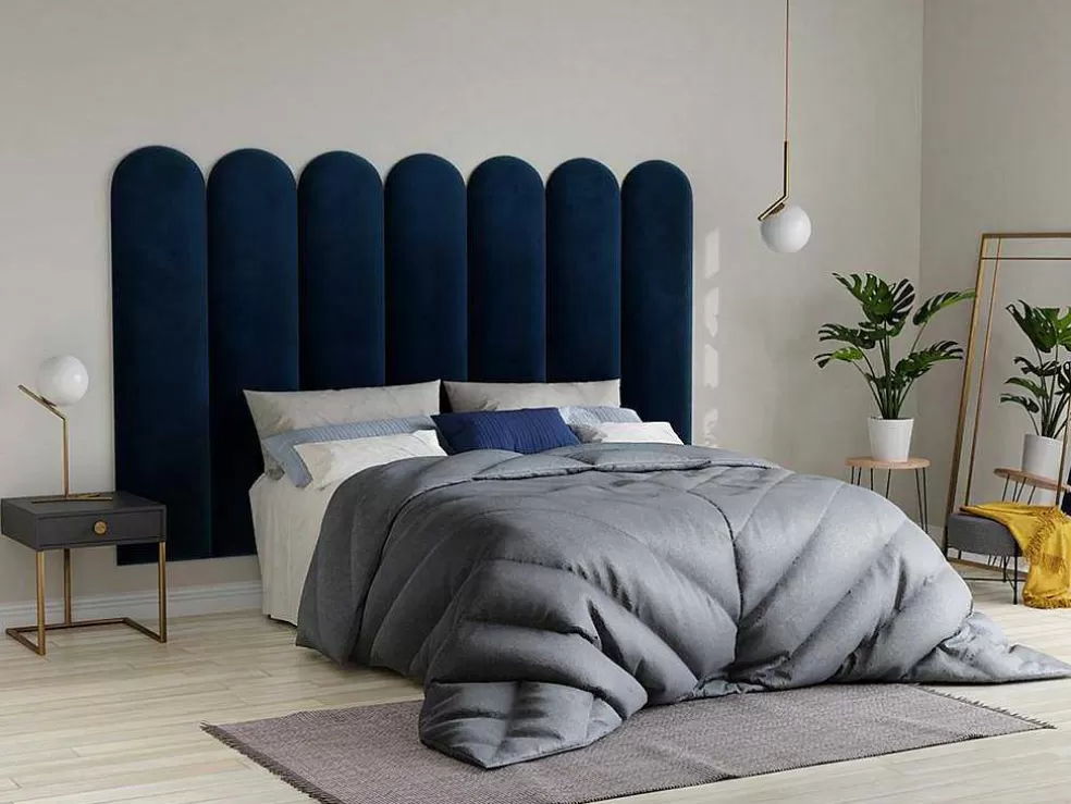 PASCAL MORABITO Paineis De Parede Cabeceira De Cama De 210 Cm Em Veludo Cor Azul - Japi* Cabeceira E Ponte De Cama