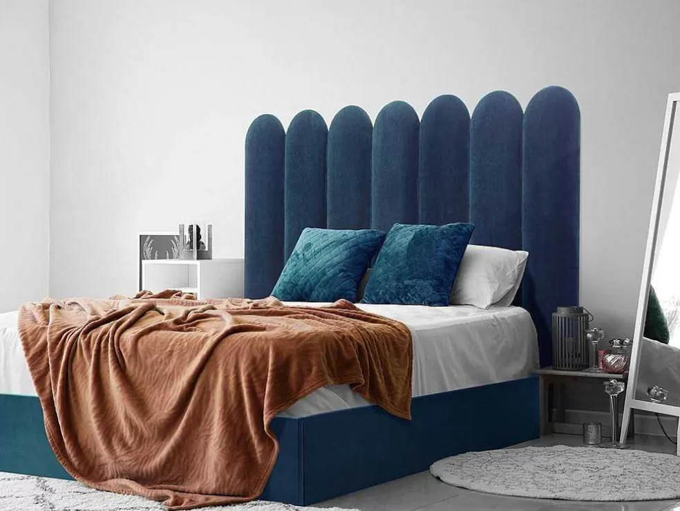 PASCAL MORABITO Paineis De Parede Cabeceira De Cama De 210 Cm Em Veludo Cor Azul - Japi* Cabeceira E Ponte De Cama