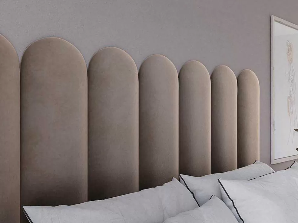 PASCAL MORABITO Paineis De Parede Cabeceira De Cama De 210 Cm Em Veludo Cor Bege - Japi* Cabeceira E Ponte De Cama