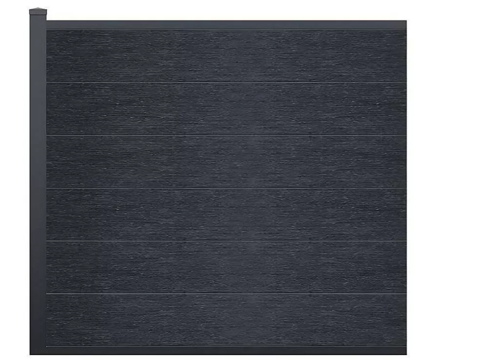 EXPERTLAND Paineis De Vedacao Para Enterrar A156 Cm, Kit De 6 Laminas Em Composito + 1 Poste Antracite - Enola* Canico E Cerca